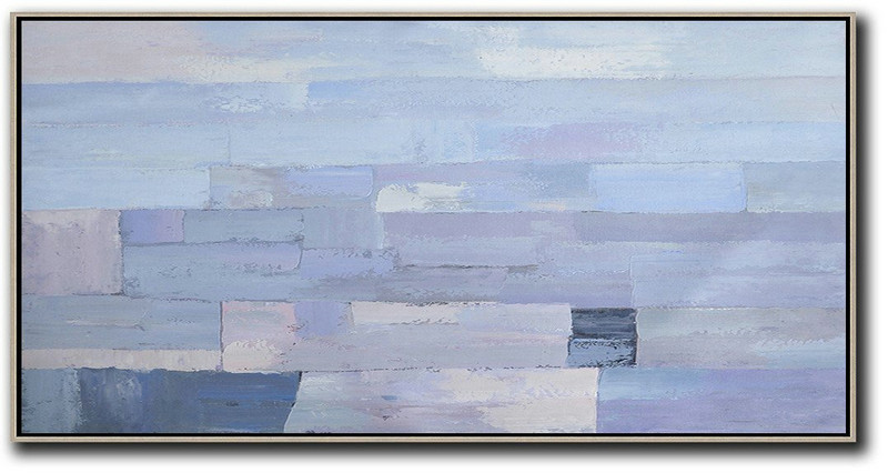 Handmade Large Painting,Horizontal Palette Knife Contemporary Art,Oversized Custom Canvas Art,Purple,Grey,White.etc